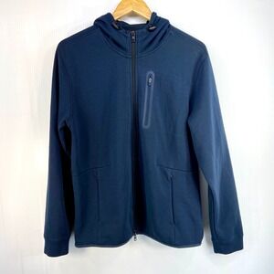 VRST Pinnacle Fleece Full Zip Hooded Moisture Wicking Jacket Navy Blue Men Small